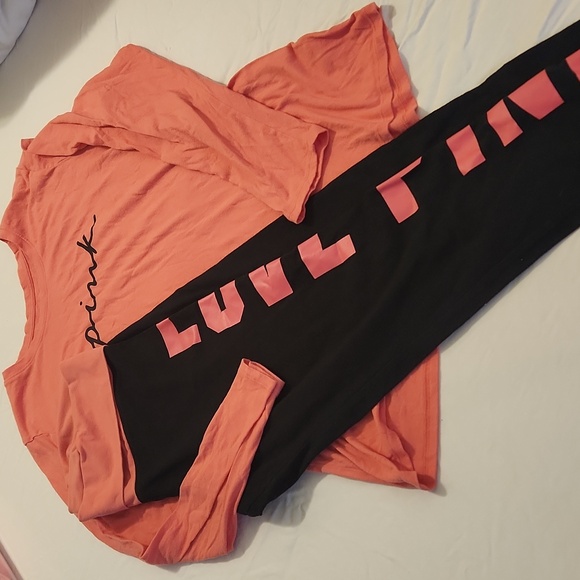 VS PINK Long Sleeve Tee AND YOGAS Coral Color